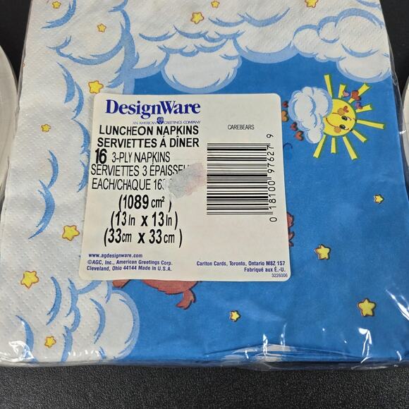 DesignWare Care Bears Party Plates 40ct 7in 9in + 16ct Napkins New Made in USA - Picture 3 of 5